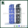 2016 wholesale pyrex glass water bottle with silicone sleeve